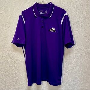 Antigua Colorado Rockies Polo Men’s Large Purple MLB Baseball Short Sleeve Shirt